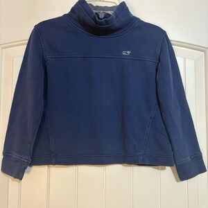 Vineyard Vines Pullover Navy Blue Cotton Blend Sweater Child XS Cowl Neck Layers